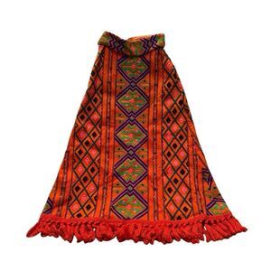 Vintage Melange Designers Embroidered Skirt Fringe Batik Ethnic Tribal 6 Flaw